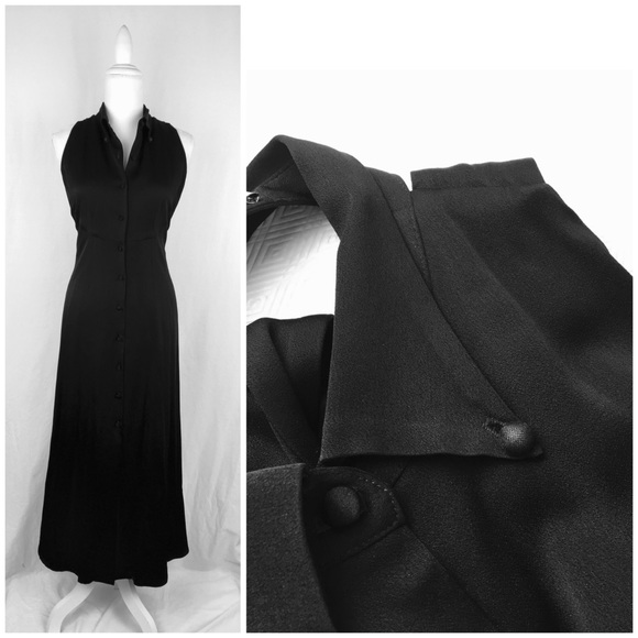 Sechung Black T-Back Button-Down Maxi Dress - Picture 3 of 8